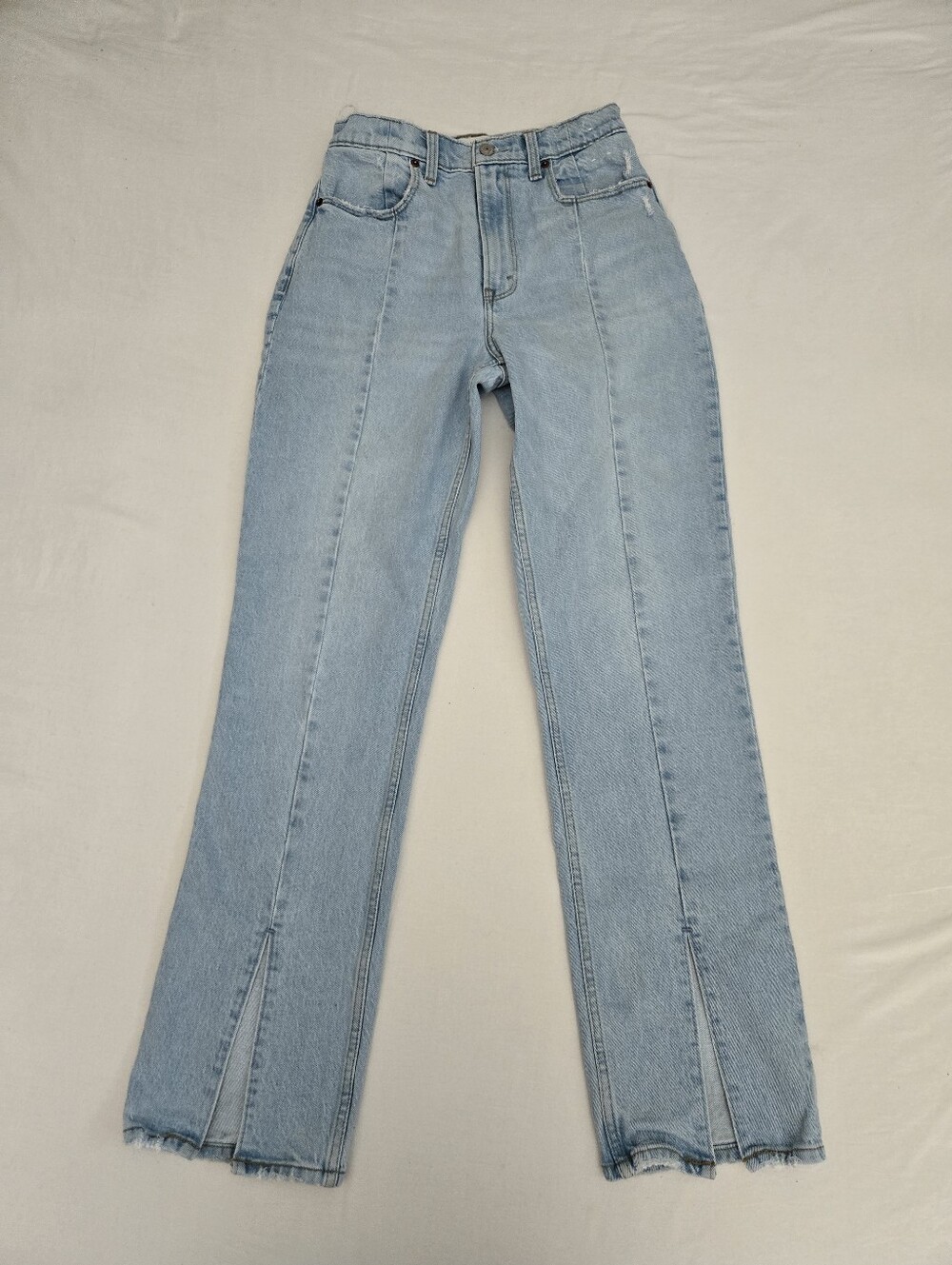 Abercrombie & Fitch The 90s Straight Ultra High Rise Jeans Slit Blue  Curve Love